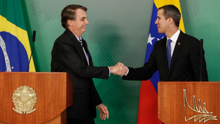 (Brasília - DF, 28/02/2019 ) Jair Bolsonaro e Juan Guaido.