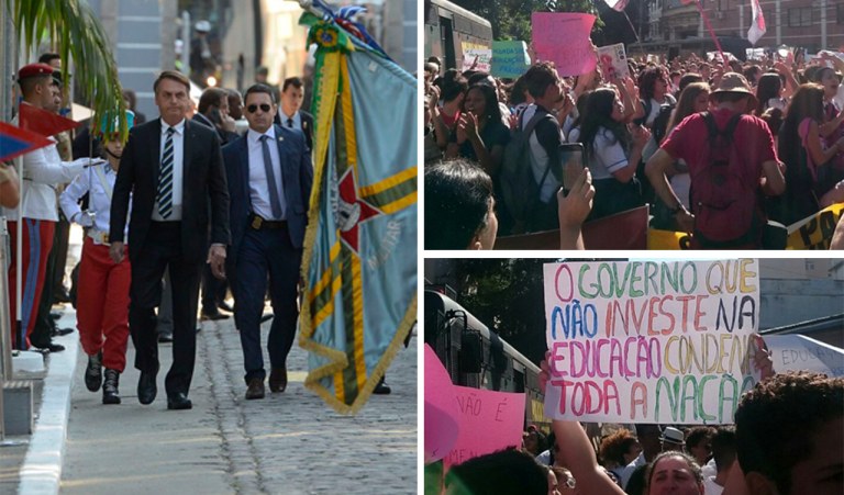 Polícia do Exército protege Bolsonaro de protesto de pais, alunos e professores