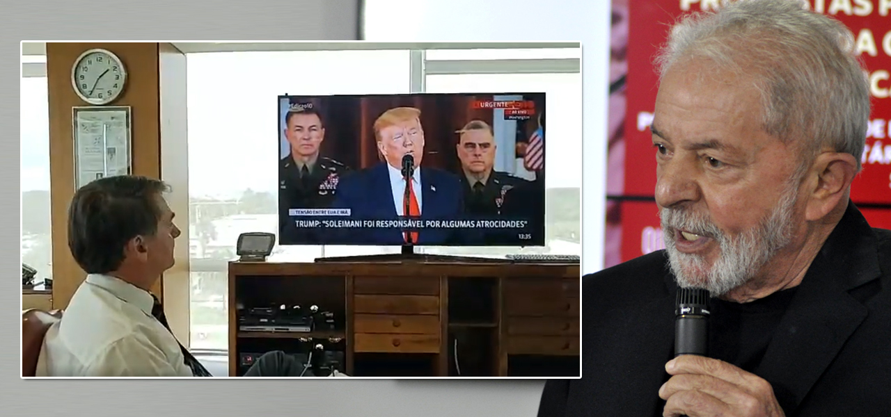 Bolsonaro assistindo live de Trump e Lula.