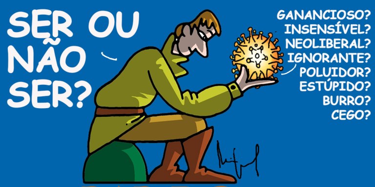 Charge "Ser ou Não Ser?"