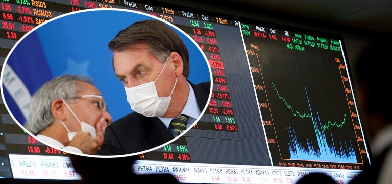 Paulo Guedes e Jair Bolsonaro; bolsa de Valores de São Paulo