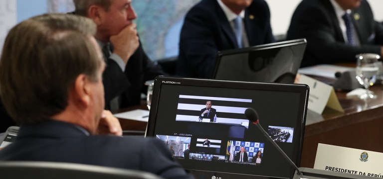 Jair Bolsonaro, durante videoconferência com Governadores do Sudeste.