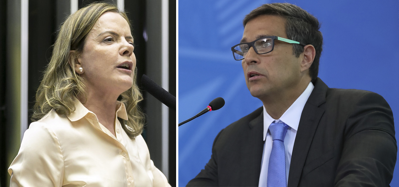 Gleisi Hoffmann e Roberto Campos Neto