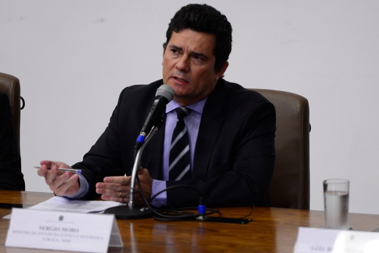O ministro da Justiça e Segurança Pública, Sergio Moro, fala à imprensa