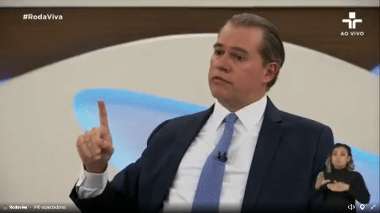 Presidente do STF, ministro Dias Toffoli, no Roda Viva