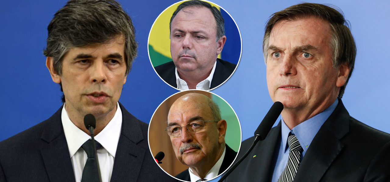 Nelson Teich, Eduardo Pazuello, Osmar Terra e Jair Bolsonaro
