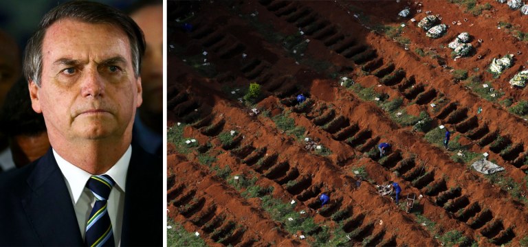 Jair Bolsonaro e covas para mortos por coronavírus