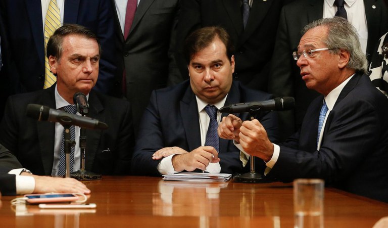 Jair Bolsonaro, Rodrigo Maia e Paulo Guedes