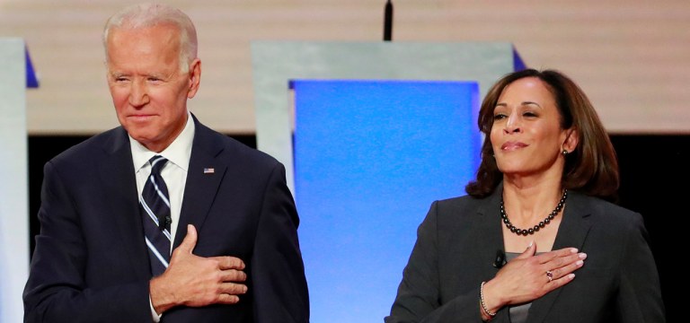 Joe Biden e Kamala Harris em Detroit 31/07/2019