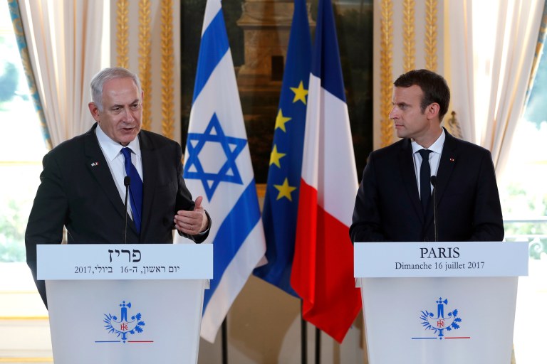 Benjamin Netanyahu (Israel) e Emmanuel Macron (França)