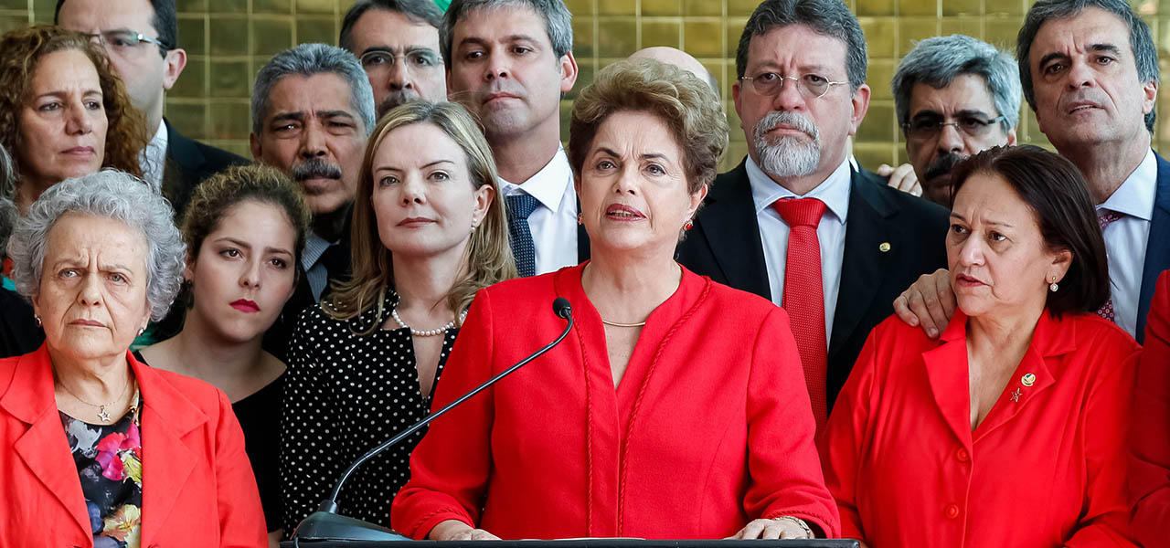 Presidenta Dilma Rousseff durante declaração a imprensa após comunicado do Senado Federal sobre o Processo de impeachment. 31 de agosto de 2016