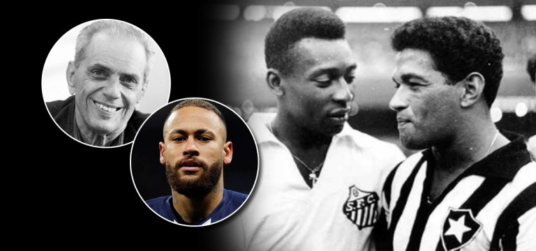 O comunista e jornalista João Saldanha, Neymar e os melhores jogadores da história Pelé e Garrincha