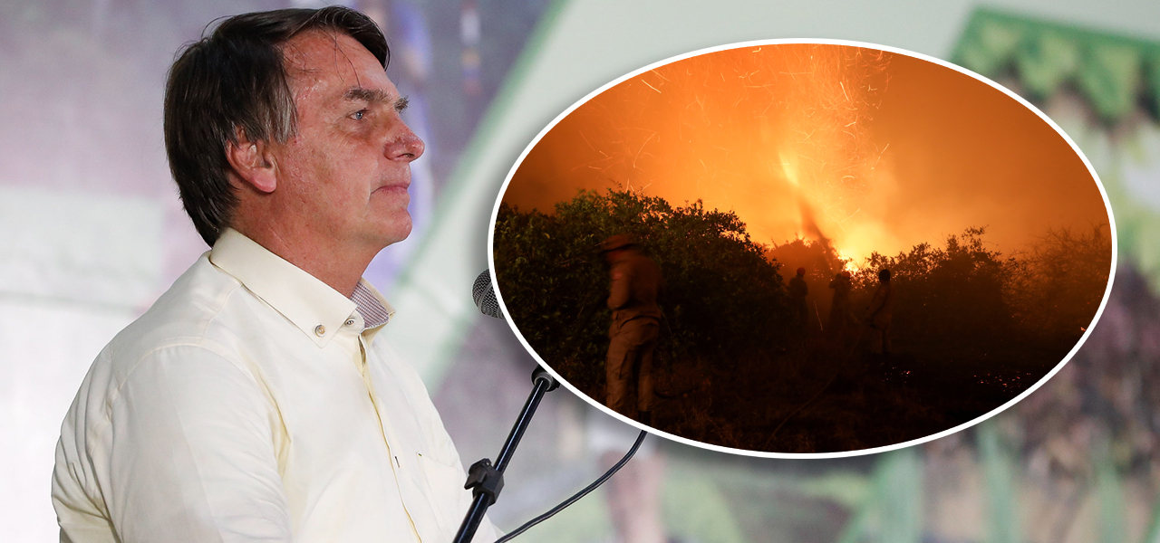Jair Bolsonaro e queimada no Pantanal
