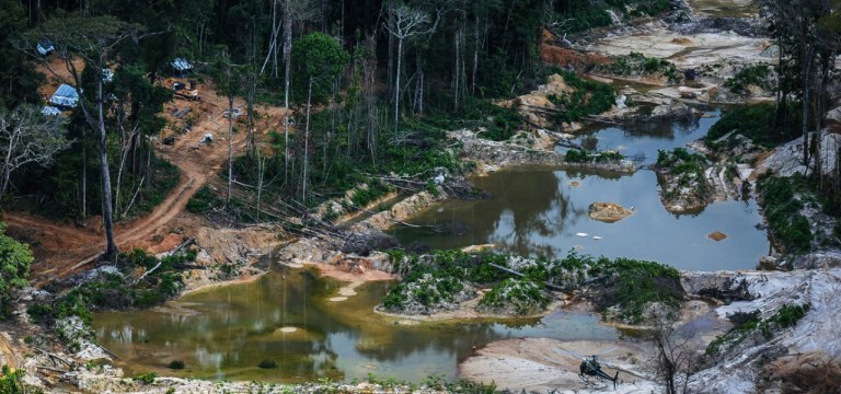 Área de garimpo ilegal na Terra Indígena Munduruku, no Pará