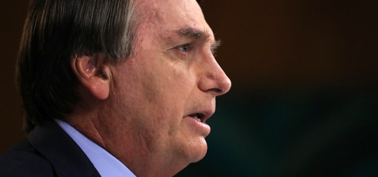 Presidente da República Jair Bolsonaro, durante gravação de discurso para a 75ª Assembleia Geral da ONU. 22/09/2020