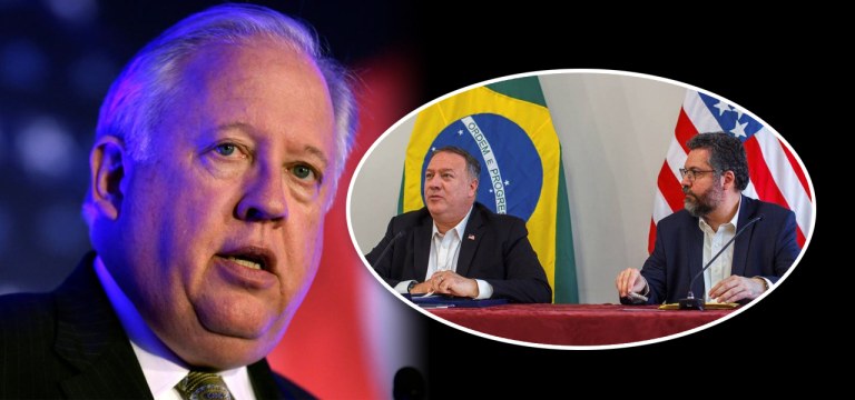 Thomas Shannon e Mike Pompeo com Ernesto Araújo