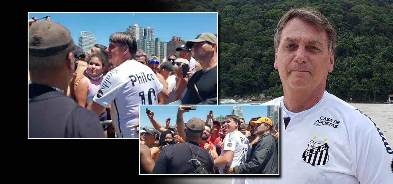 Bolsonaro provoca aglomeração no litoral paulista