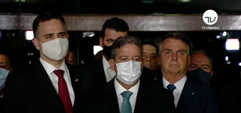 Rodrigo Pacheco, Arthur Lira e Jair Bolsonaro