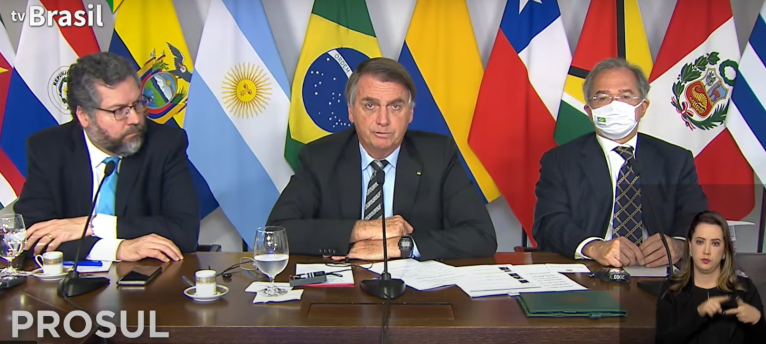 Ernesto Araújo, Jair Bolsonaro e Paulo Guedes