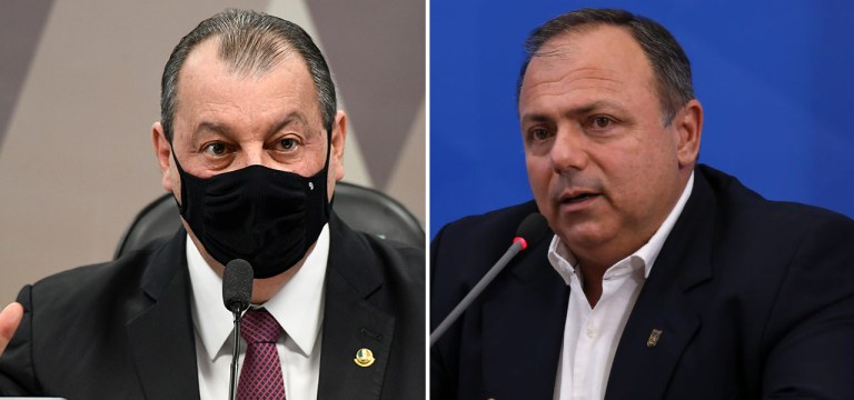 Presidente da CPI da Covid, Omar Aziz (PSD-AM), e o ex-ministro Eduardo Pazuello