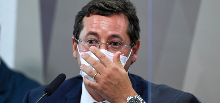 Fabio Wajngarten em depoimento na CPI da Covid no Senado nesta quarta-feira (12)