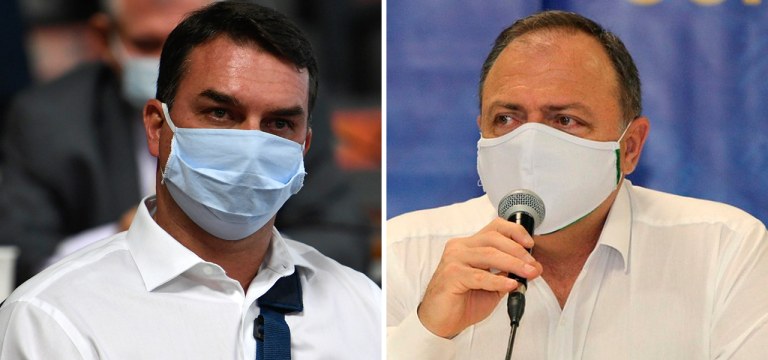 Flávio Bolsonaro e Eduardo Pazuello