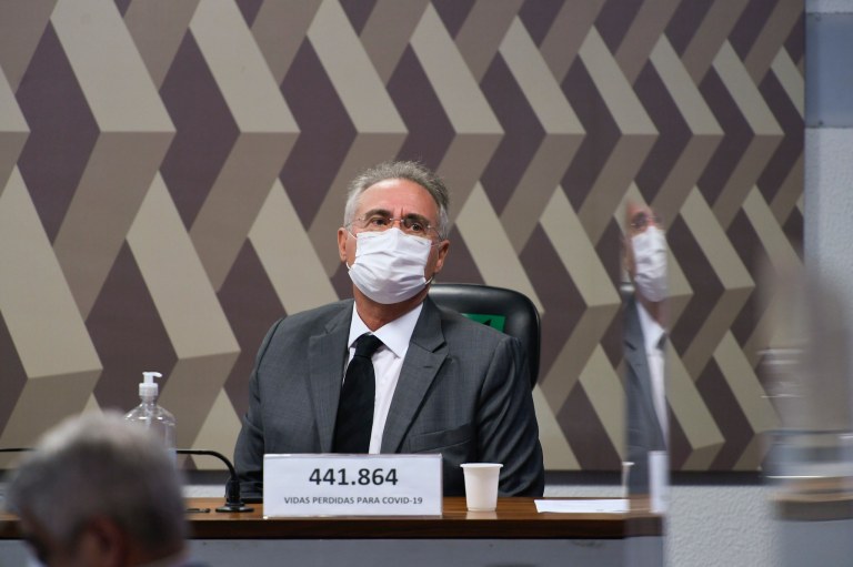 Senador Renan Calheiros na CPI da Covid