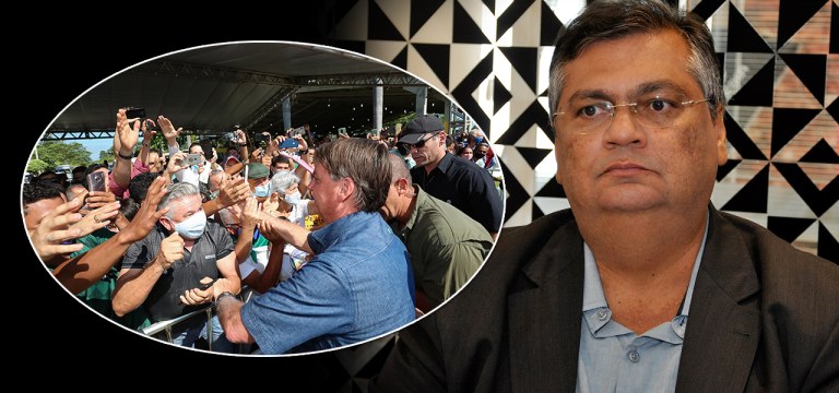 Bolsonaro  causando aglomeração e Flávio Dino
