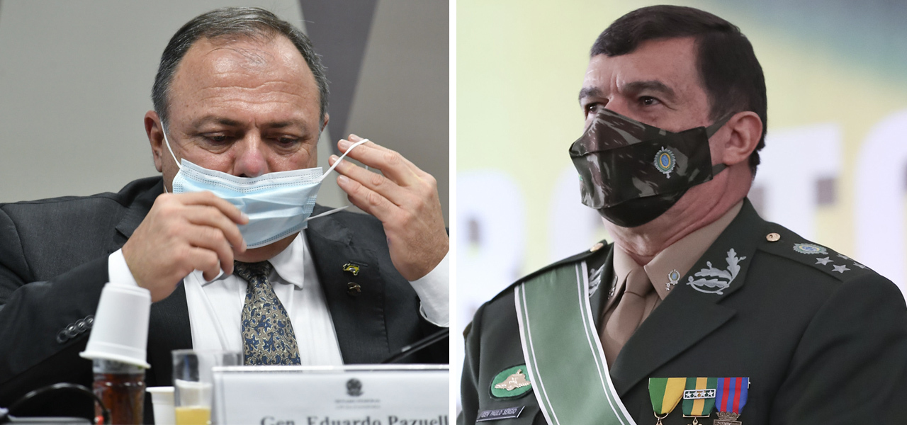 General Eduardo Pazuello e o comandante do Exército, Paulo Sérgio Nogueira de Oliveira