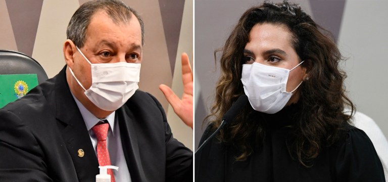 Presidente da CPI da Covid, Omar Aziz (PSD-AM), e a médica Luana Araújo