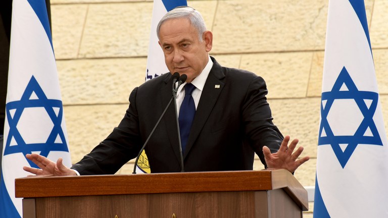Primeiro-ministro de Israel, Benjamin Netanyahu em Jerusalém 13/04/2021