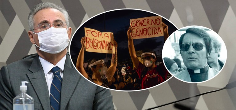 Senador Renan Calheiros (MDB-AL), ato contra Jair Bolsonaro e o ex-religioso Jim Jones