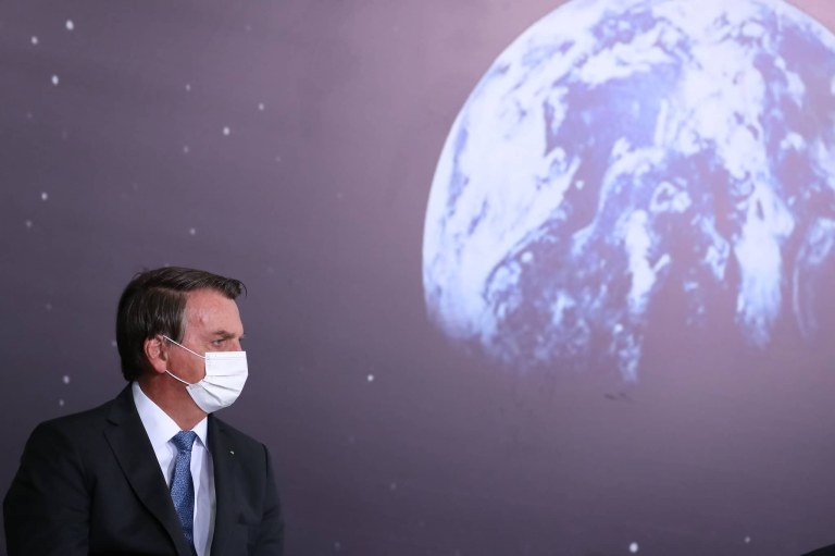 Jair Bolsonaro durante cerimônia de assinatura do acordo Brasil – EUA: Programa Lunar Nasa Artemis