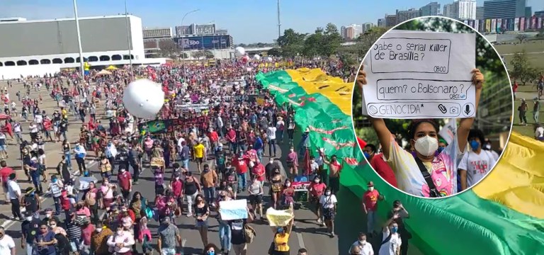 Manifestação pelo Fora Bolsonaro em Brasília, neste sábado (19)
