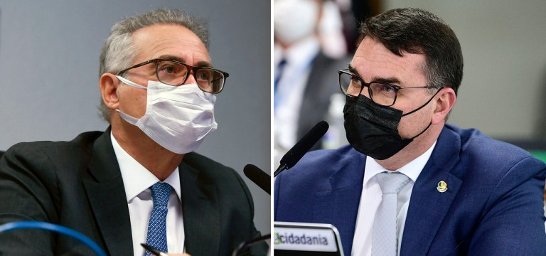 Senadores Renan Calheiros e Flávio Bolsonaro