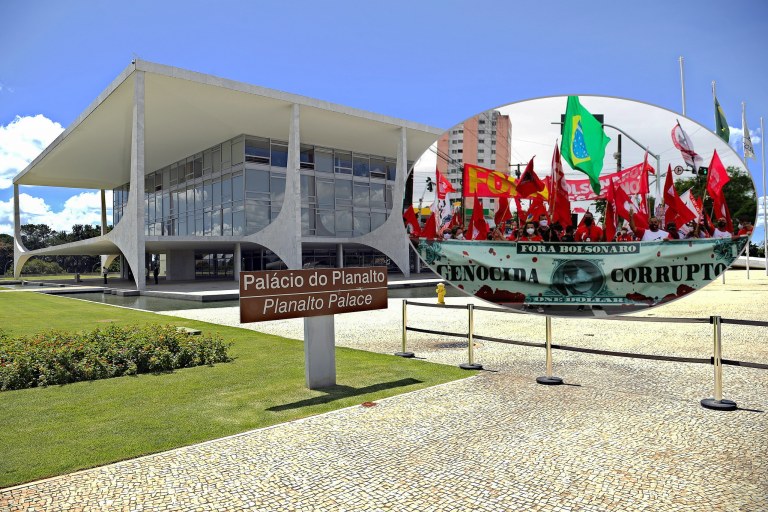 Palácio do Planalto e um ato contra Jair Bolsonaro