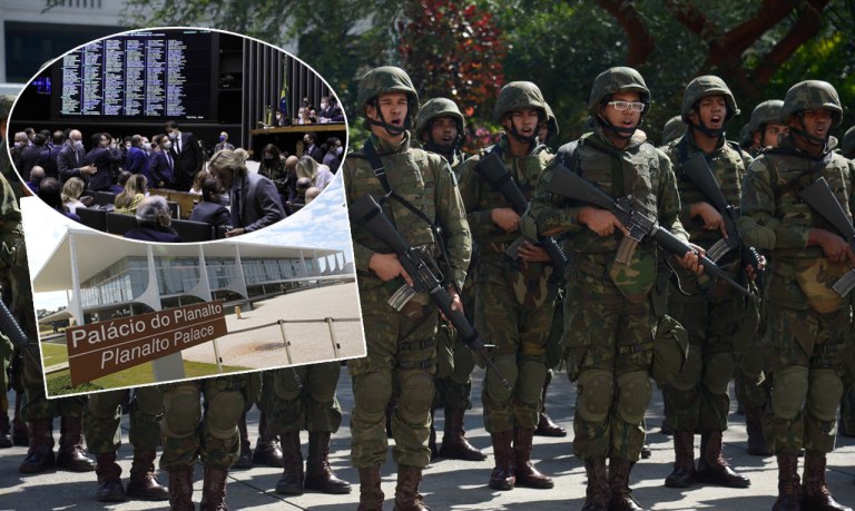 Câmara dos Deputados, Planalto (gabinete da presidência da República) e militares