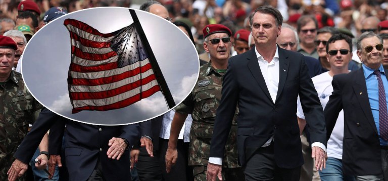 Bandeira dos Estados Unidos, Bolsonaro e militares