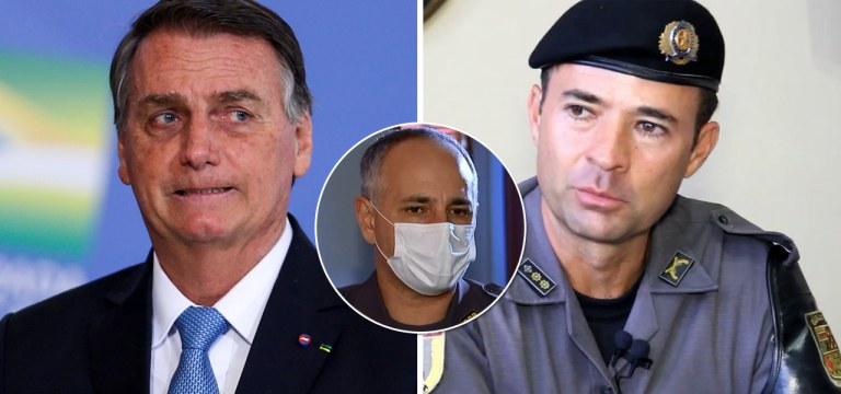 Bolsonaro, coronel da PM-SP Aleksander Lacerda e coronel da reserva Ricardo de Mello Araújo