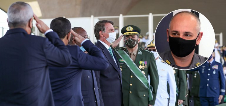 Bolsonaro, militares e coronel da PM Aleksander Silveira