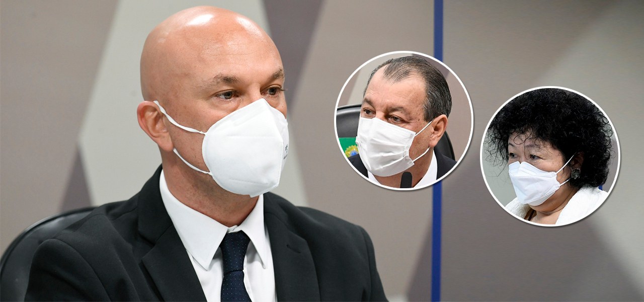O ex-funcionário da Anvisa José Ricardo Santana, o presidente da CPI da Covid, Omar Aziz, e a médica Nise Yamaguchi