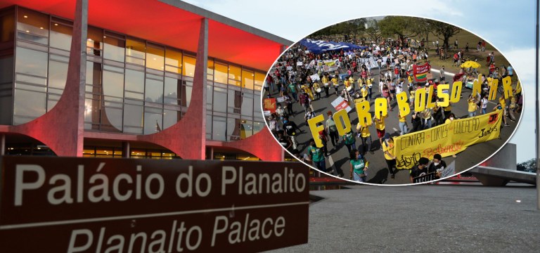 Palácio do Planalto e um ato contra Jair Bolsonaro