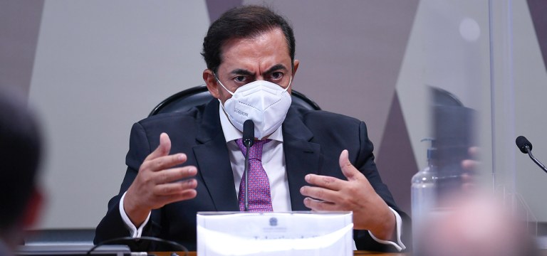 Marcos Tolentino em depoimento à CPI da Covid no Senado
