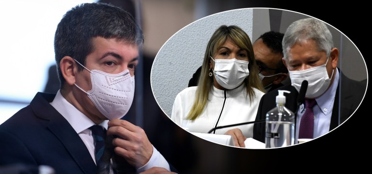 Senador Randolfe Rodrigues, sócio da VTCLog Raimundo Nonato Brasil e diretora-executiva da empresa, Andreia Lima