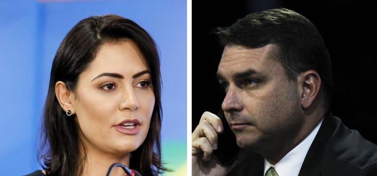 Michele Bolsonaro e o senador Flávio Bolsonaro