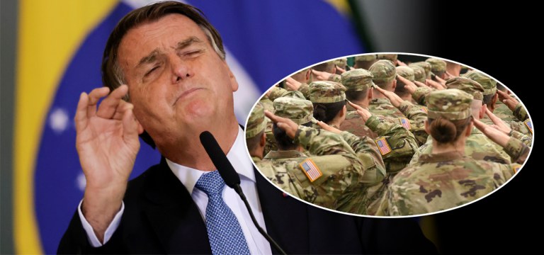 Bolsonaro e militares dos Estados Unidos