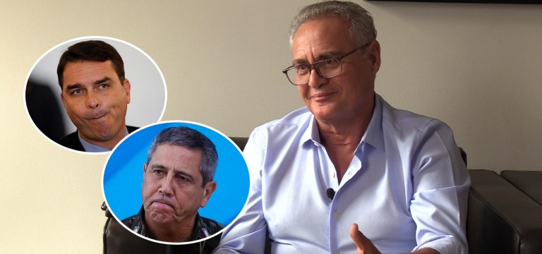 Renan Calheiros, Flávio Bolsonaro e Braga Netto