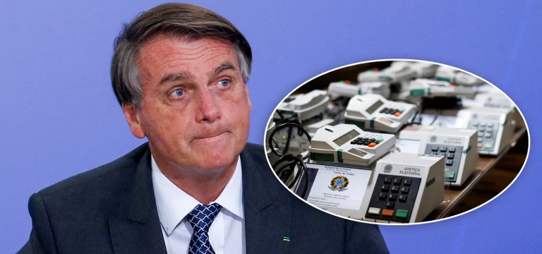 Jair Bolsonaro e urnas eletrônicas