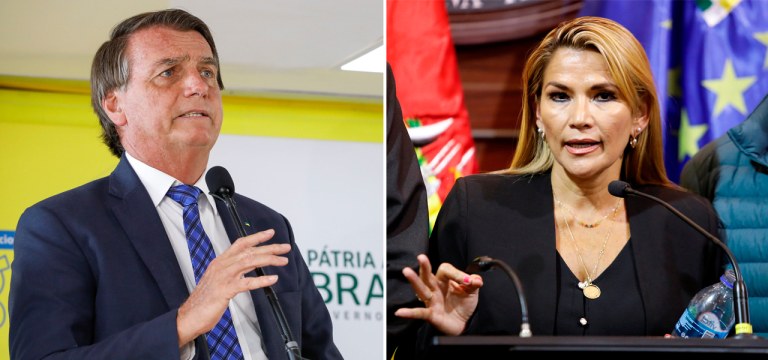 Jair Bolsonaro e Jeanine Áñez