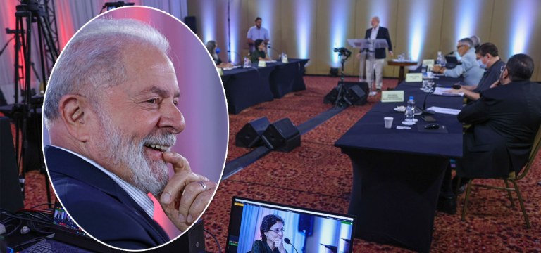 Lula na coletiva com a mídia independente